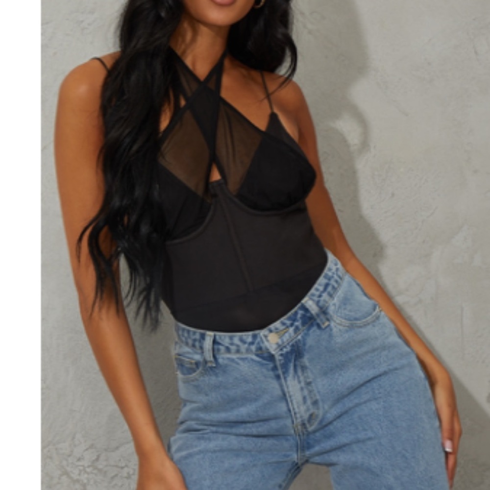 Sexy black bodysuit by PrettyLittleThing size 6 medium